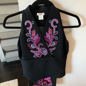 Cache Silk and Spandex flare bottom pants and top